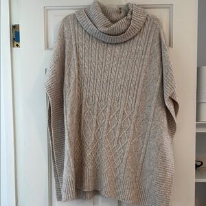 LOFT Beige Cable Knit Turtleneck Sweater